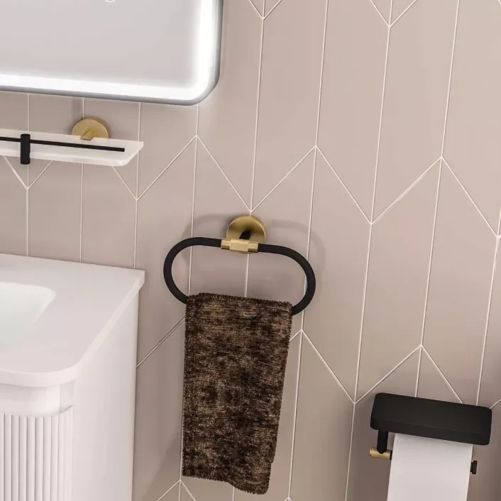 Eastbrook Catania Towel Ring Matt Black/Brushed Brass