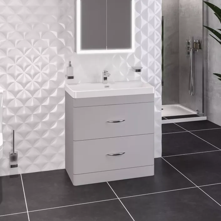 Eastbrook Cavone 80CM 2 Drawer Basin Vanity Unit - Matt Grey