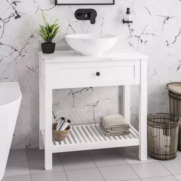 Eastbrook Hardwick 80CM Floor Standing Washstand - Matt White