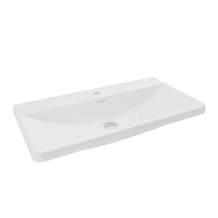 Eastbrook Cavone 80cm x 41cm 1 Tap Hole Polymarble Basin - White