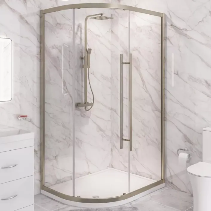Eastbrook Vantage 2000 6mm Easy Clean 1000x900mm Offset Quadrant Shower Enclosure - Brushed Brass