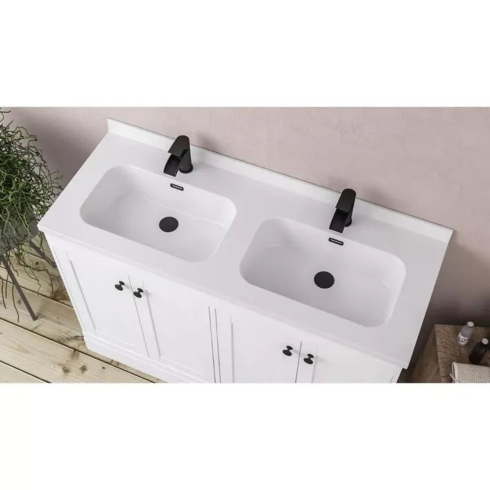 Eastbrook Hardwick 120CM 4 Door Double Bowl Basin Vanity Unit - Matt White