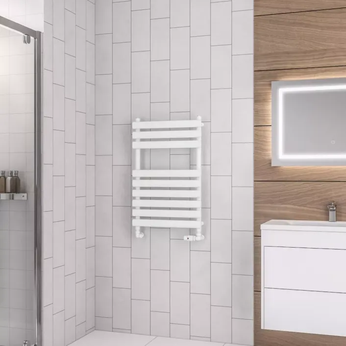 Eastbrook Tunstall 800 x 500 Towel Rail Matt White