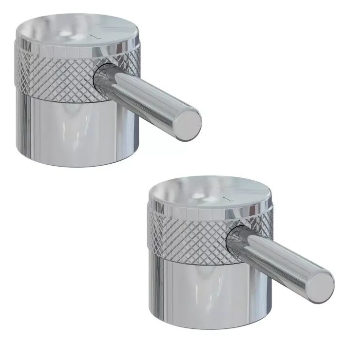 Eastbrook (Pair) Meriden Half Knurling Tap Handles for 2 Tap Hole Bath Filler and Bath Shower Mixer Taps Chrome