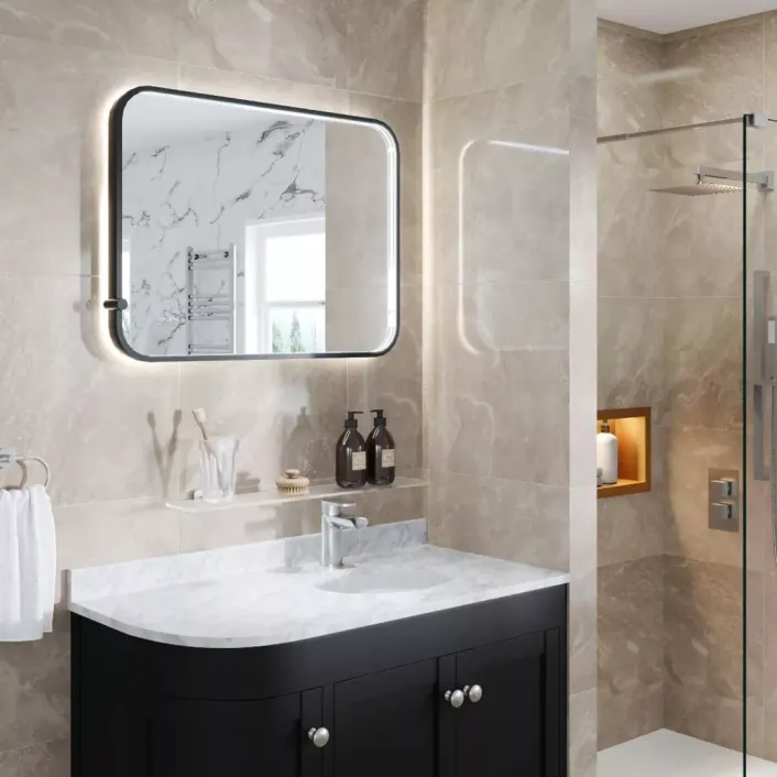 Eastbrook Sanremo 500x700mm Square LED Bathroom Mirror - Matt Black