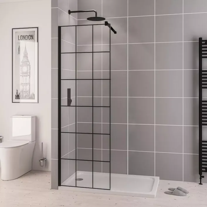 Eastbrook Vantage 2000 8mm Easy Clean 2000mm x 500mm Framed Walk-In Shower Panel - Matt Black