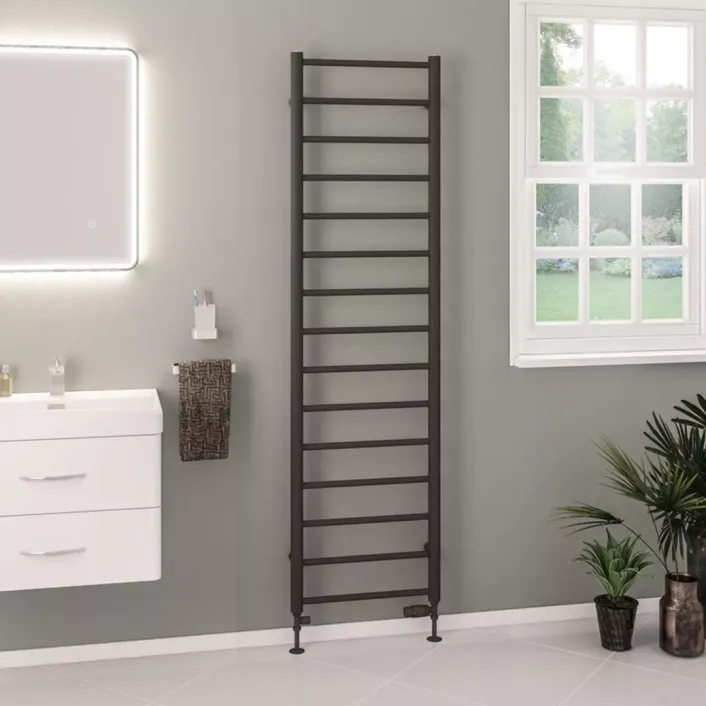 Eastbrook Tuscan Round 1800 x 500 Towel Rail Matt Anthracite