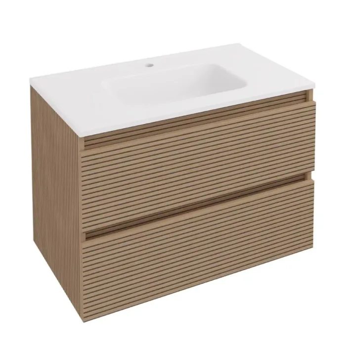 Eastbrook Olympia 800x445mm Fluted Effect Drawer Vanity Wall Hung Unit