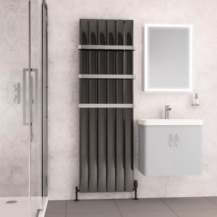 Eastbrook Malmesbury 1800 x 565 Aluminium Radiator Black Effect