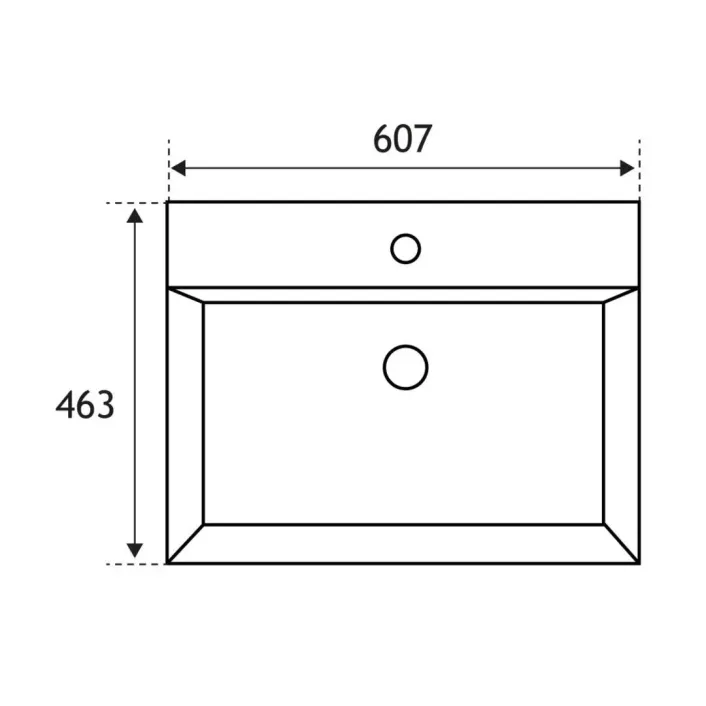 Eastbrook Gravina 60cm x 46cm 1 Tap Hole Polymarble Wall Hung Basin - White