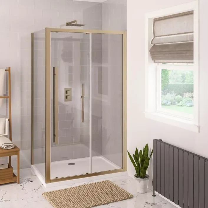 Eastbrook Vantage 2000 Easy Clean 2000x1300mm Slider Shower Door - Brushed Brass