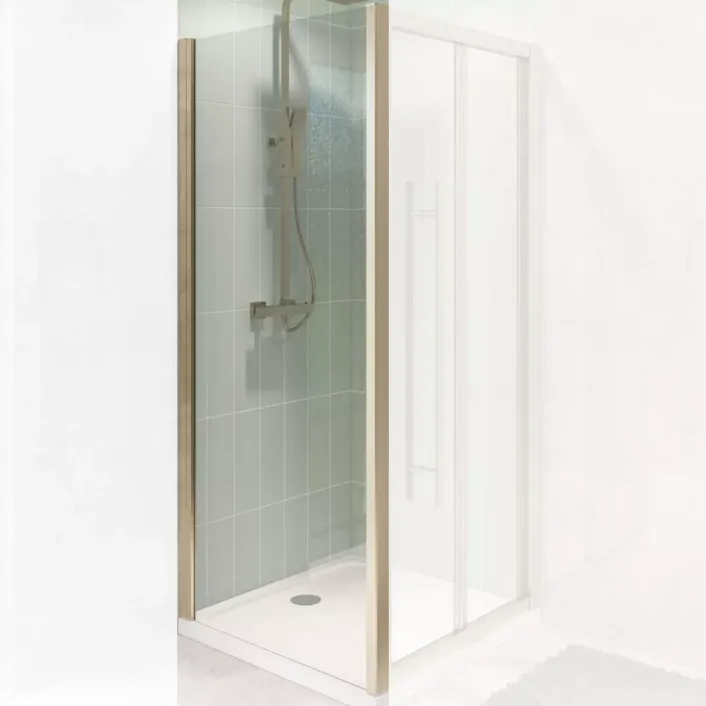 Eastbrook Vantage 2000 6mm Easy Clean 2000mm x 760mm Side Panel with Towel Rail - Brushed Brass