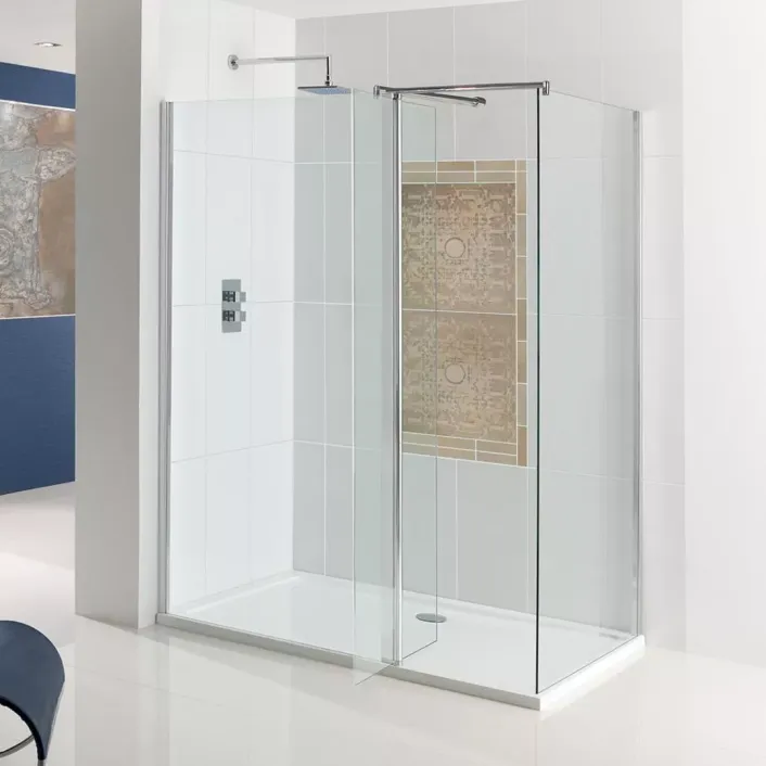 Eastbrook Vantage 8mm Easy Clean 1950mm x 1100mm Walk-In Front Shower Panel with Flipper- Chrome