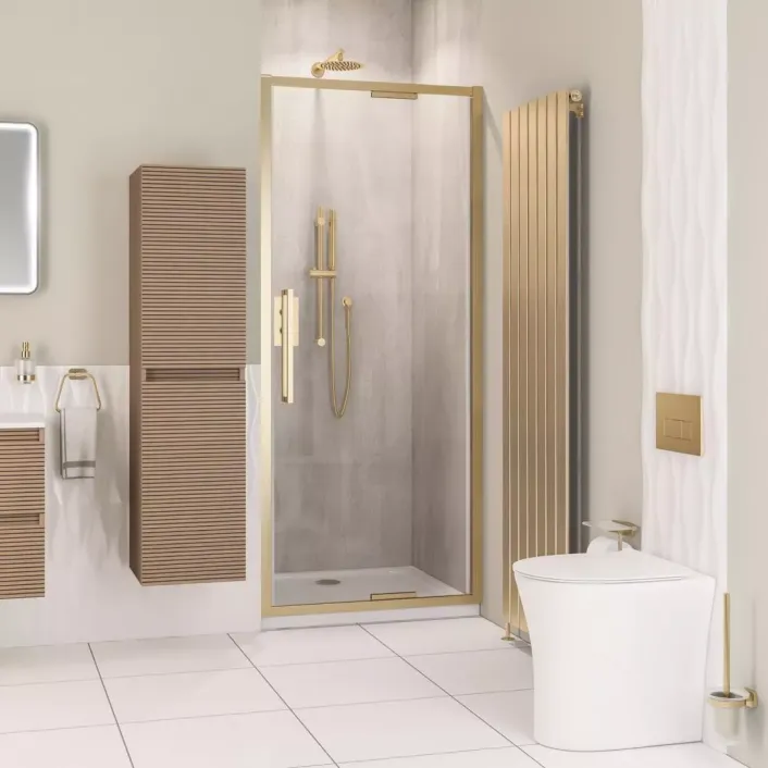 Eastbrook Corniche 2000 8mm 800 In-Fold Shower Door - Brushed Brass