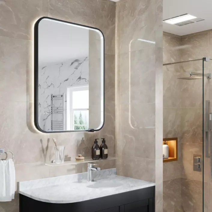Eastbrook Sanremo 600x800mm Square LED Bathroom Mirror - Matt Black