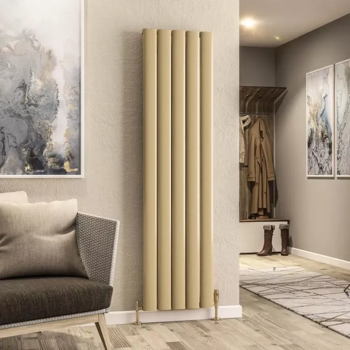 Eastbrook Malmesbury 1800 x 470 Aluminium Radiator Brass Effect