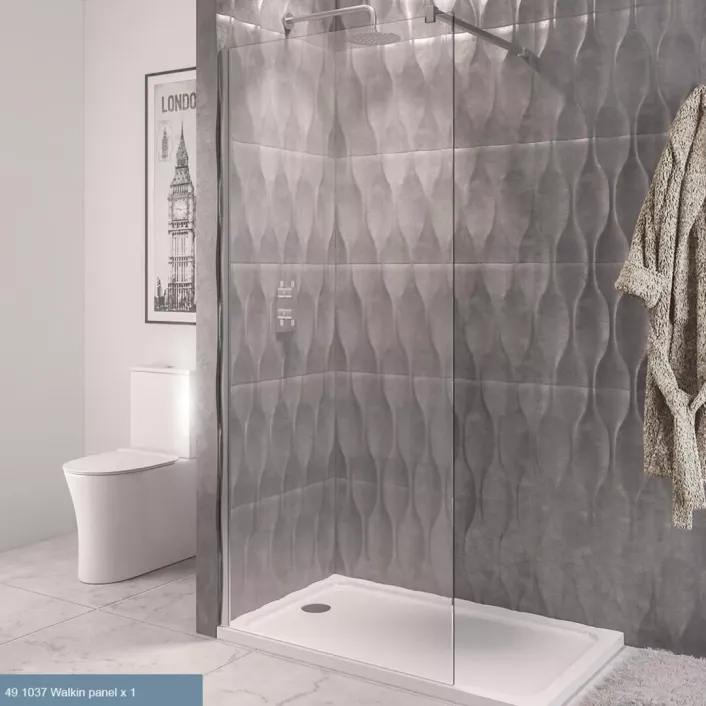 Eastbrook Vantage 2000 8mm Easy Clean 2000mm x 1400mm Walk-In Shower Panel - Chrome