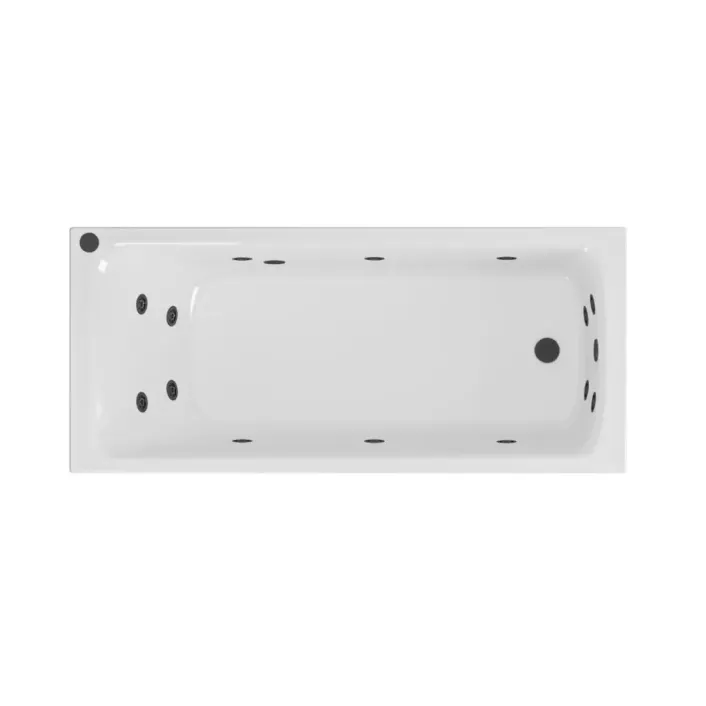 Eastbrook Portland 1650 x 700 x 440mm Single Ended (SE) 14 Jet Beauforte Whirlpool Rectangular Bath - Matt Black