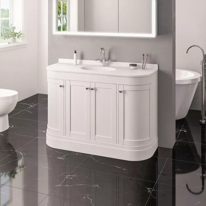 Eastbrook Hardwick Traditional 120CM 4 Door Basin Vanity Unit - White - Matt White