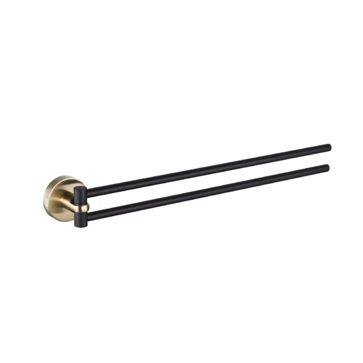 Eastbrook Catania 406mm Double Split Towel Rail - Matt Black/Brushed Brass