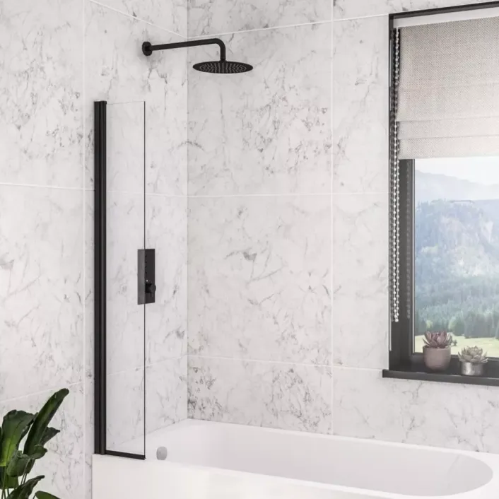 Eastbrook 6mm 1400 x 300mm Hinge Bath Screen - Matt Black