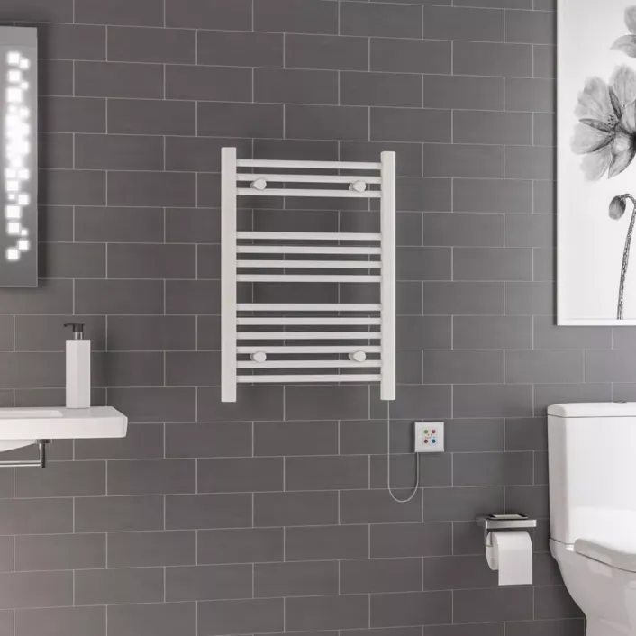 Eastbrook Biava Dry Element Towel Rail 700x500mm 250w Gloss White