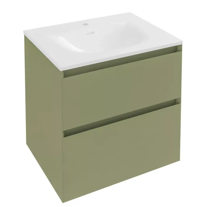 Eastbrook Badbury 60cm Wall Hung Unit 2 Drawer Savannah Green