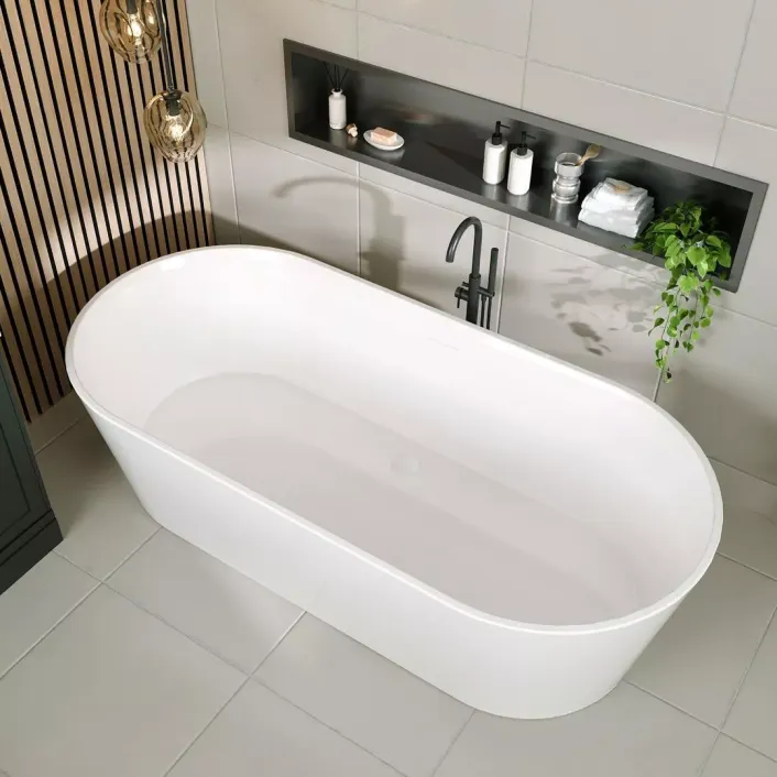Eastbrook Putney 1590 x 740 x 460mm (355 Depth) Low Level Freestanding Bath Inc Waste - Gloss White