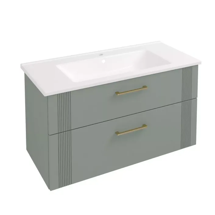 Eastbrook Cranham 100 Wall Hung Vanity Unit Sage Green