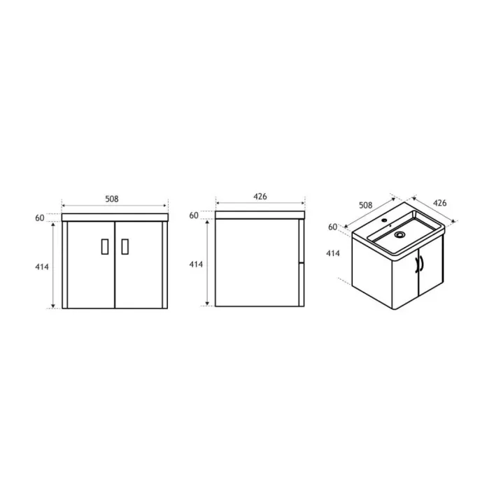 Eastbrook Cavone 50CM 2 Door Basin Vanity Unit - High Gloss White