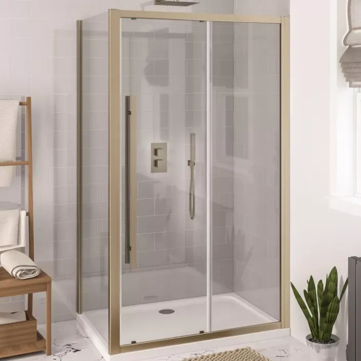 Eastbrook Vantage 2000 Easy Clean 2000mm x 1100mm Slider Shower Door - Brushed Brass