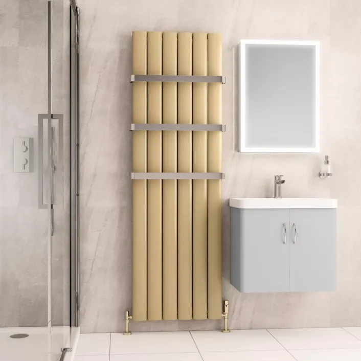 Eastbrook Malmesbury 1800 x 565 Aluminium Radiator Brass Effect