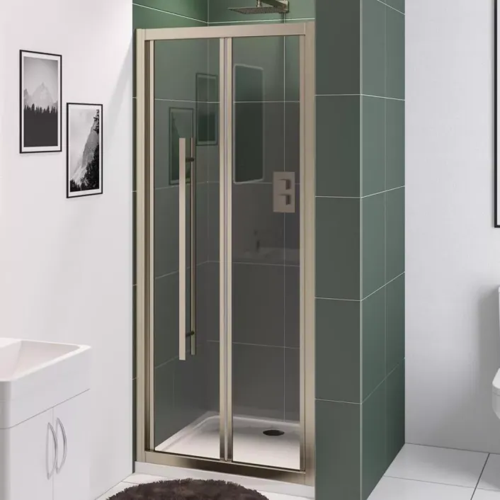 Eastbrook Vantage 2000 6mm Easy Clean 2000mm x 700mm Bi-Fold Shower Door - Brushed Brass