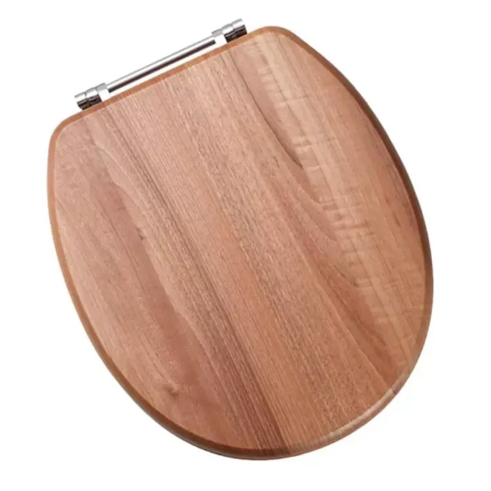 Eastbrook Sherwood Toilet Seat with Chrome Hinges - Light Walnut