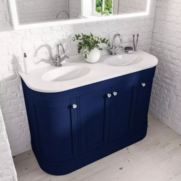 Eastbrook Hardwick 120CM 4 Door Double Bowl Basin Vanity Unit - Blue