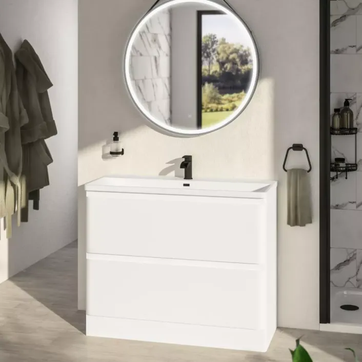 Eastbrook Grovely 100cm Floorstanding Drawer Vanity Unit - High Gloss White