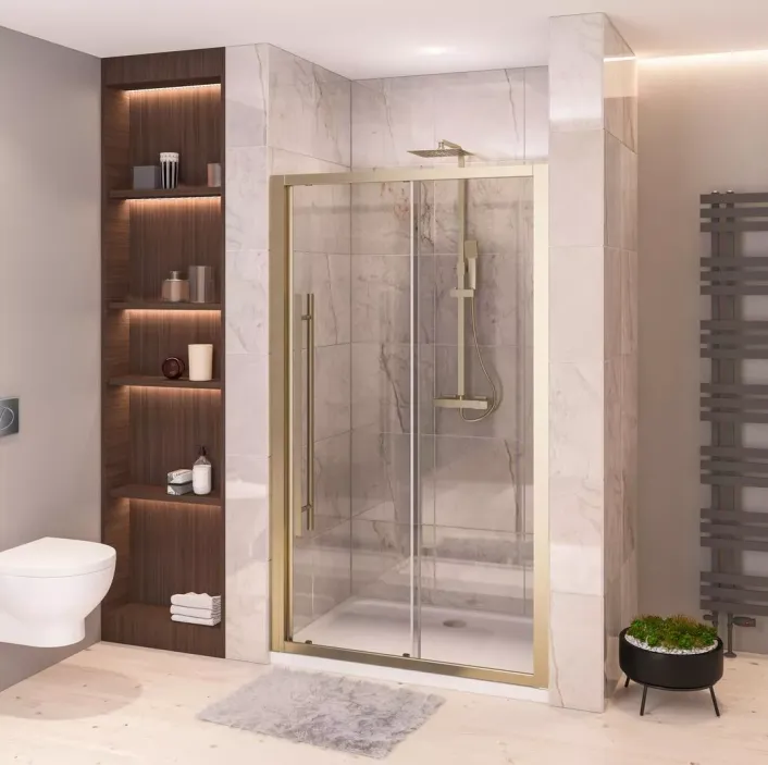 Eastbrook Vantage 2000 Easy Clean 2000x1500mm Slider Shower Door - Brushed Brass