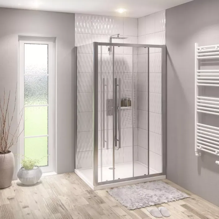 Eastbrook Vantage 2000 8mm Easy Clean 2000mm x 1000mm Soft Close Sliding Shower Door - Chrome