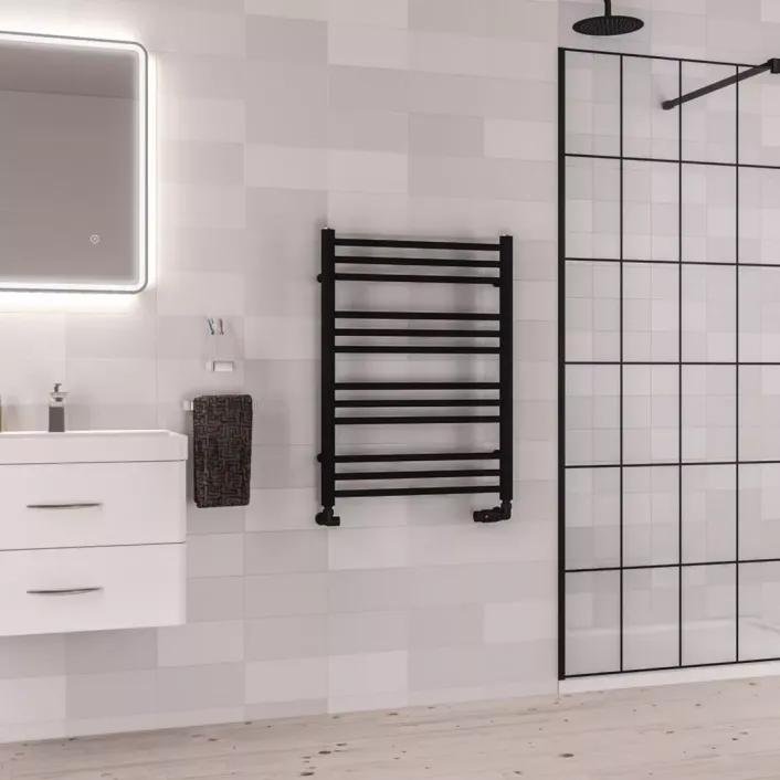 Eastbrook Corinium Round 800 x 600 Towel Rail Matt Black