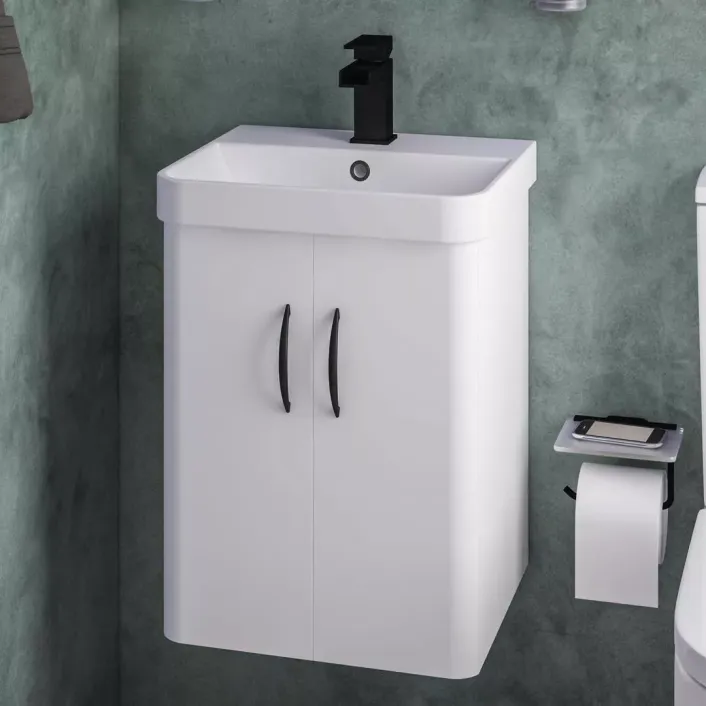 Eastbrook Cavone II 40CM 2 Door Wall Hung Basin Vanity Unit - White