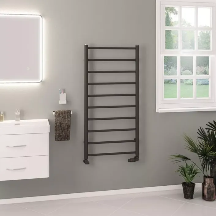 Eastbrook Tuscan Round 1200 x 600 Towel Rail Matt Anthracite