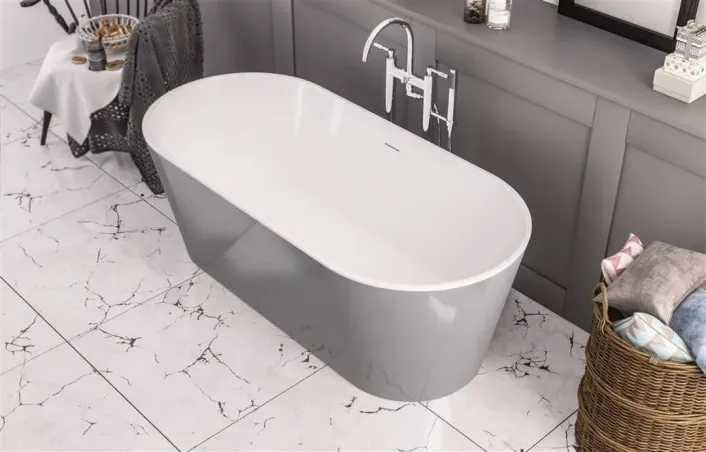 Eastbrook Lambeth 1590 x 740 x 560mm Freestanding Bath Inc Waste - Grey