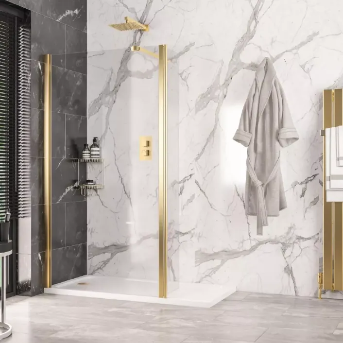 Eastbrook Volente 6mm Thick 1850 x 300mm Flipper Shower Panel Kit - Brushed Brass