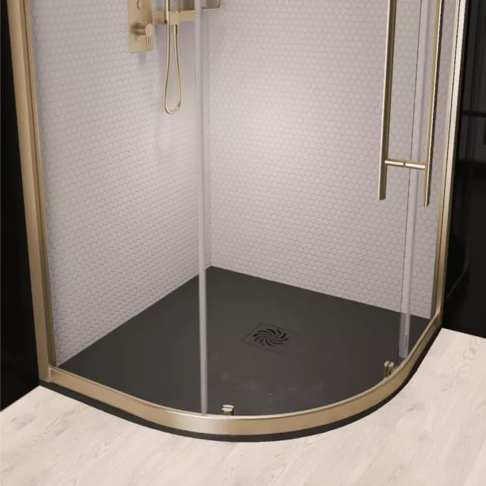 Eastbrook Crossland 900x900mm Quad Shower Tray with Slate Finish - Black