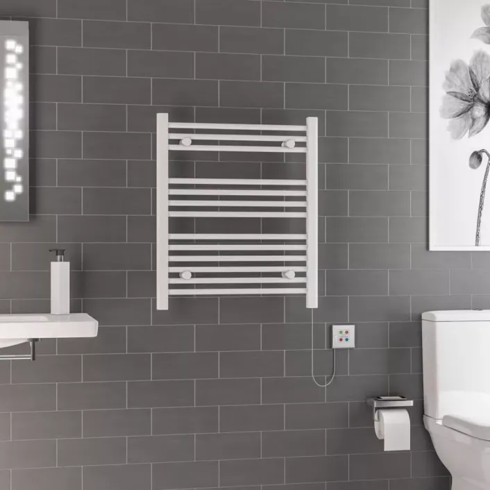 Eastbrook Biava Dry Element Towel Rail 700x600mm 300w Gloss White