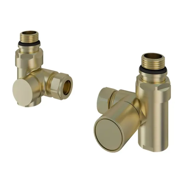 Eastbrook Corner Manual Dual Fuel Radiator Valves (Pair) Brushed Brass