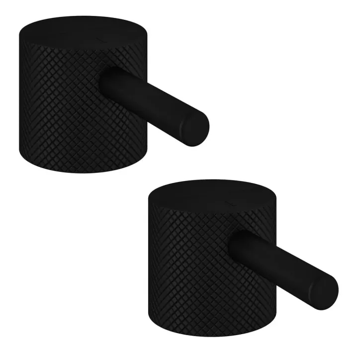 Eastbrook (Pair) Meriden Full Knurling Tap Handles for Bath Filler and Bath Shower Mixer Taps Matt Black