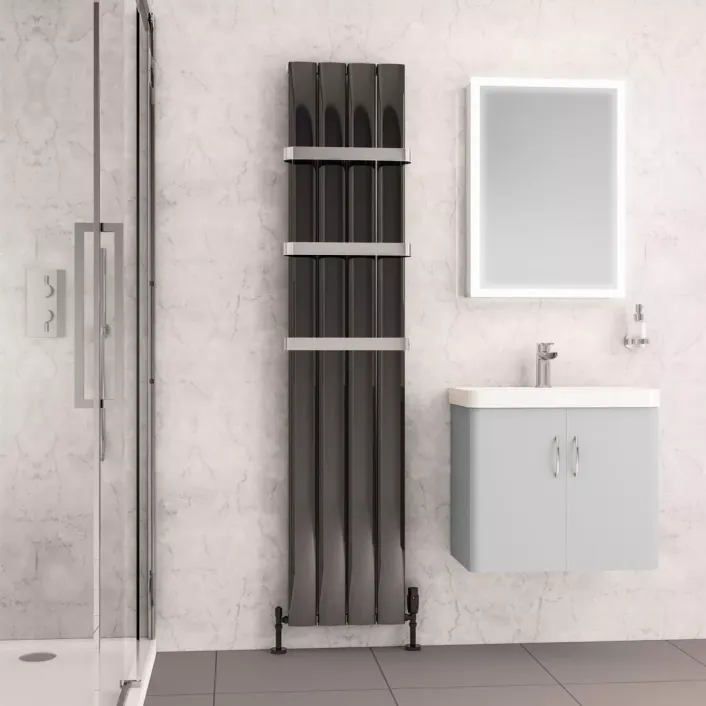 Eastbrook Malmesbury 1800 x 375 Aluminium Radiator Black Effect