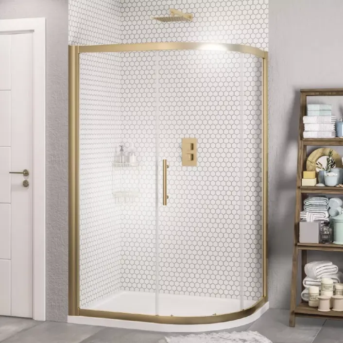 Eastbrook Volente 1200 x 900mm Single Door Offset Quadrant Shower Enclosure - Brushed Brass