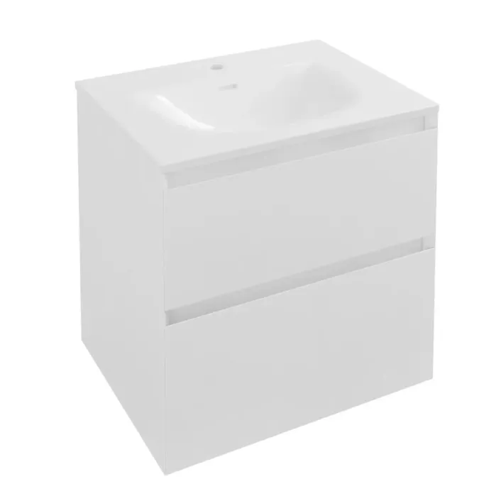 Eastbrook Badbury 60cm Wall Hung Unit 2 Drawer High Gloss White